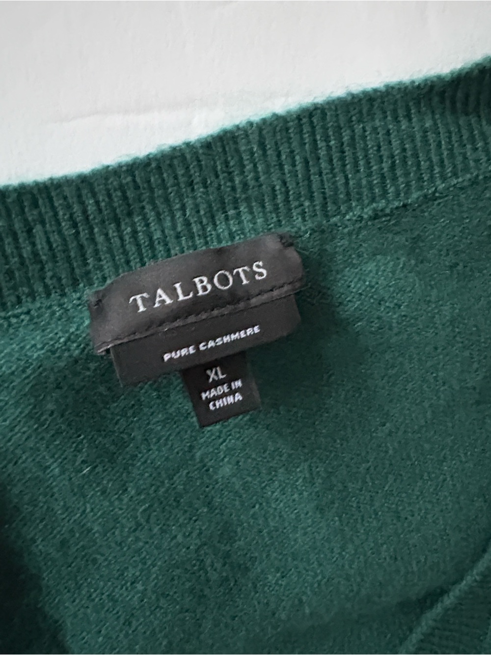 Talbots Cashmere Deep Green V-Neck Sweater